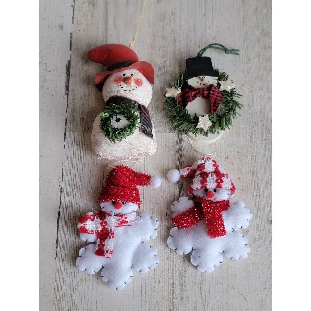 Variety rustic snowman ornament snowflake wreath Xmas set